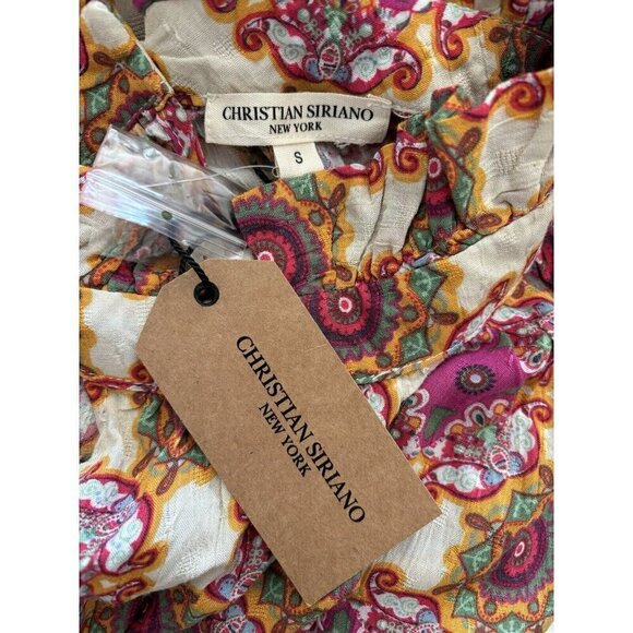 NWT Christian Siriano Womens Size S Pink Floral Sleeveless Blouse Ruffle Neck - Picture 5 of 6